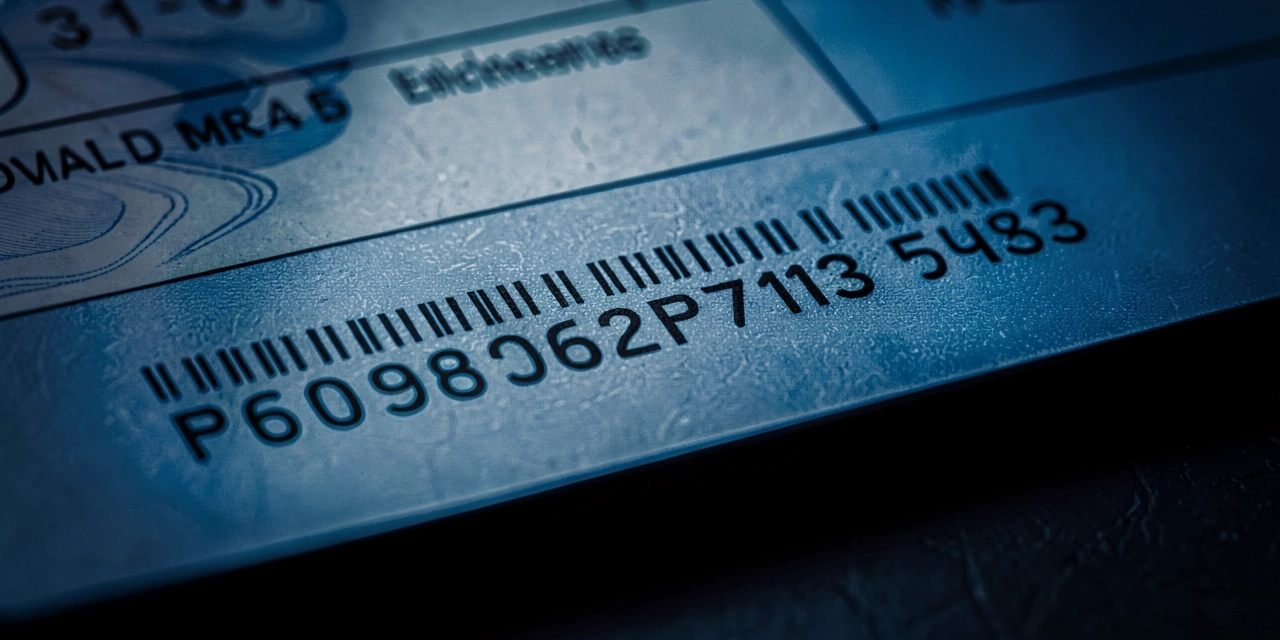 Close up of MICR check characters